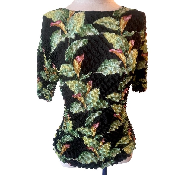 UBU Reversible Jacket Floral Lime Green & Black Jacket Matching popcorn shirt L - Picture 4 of 8